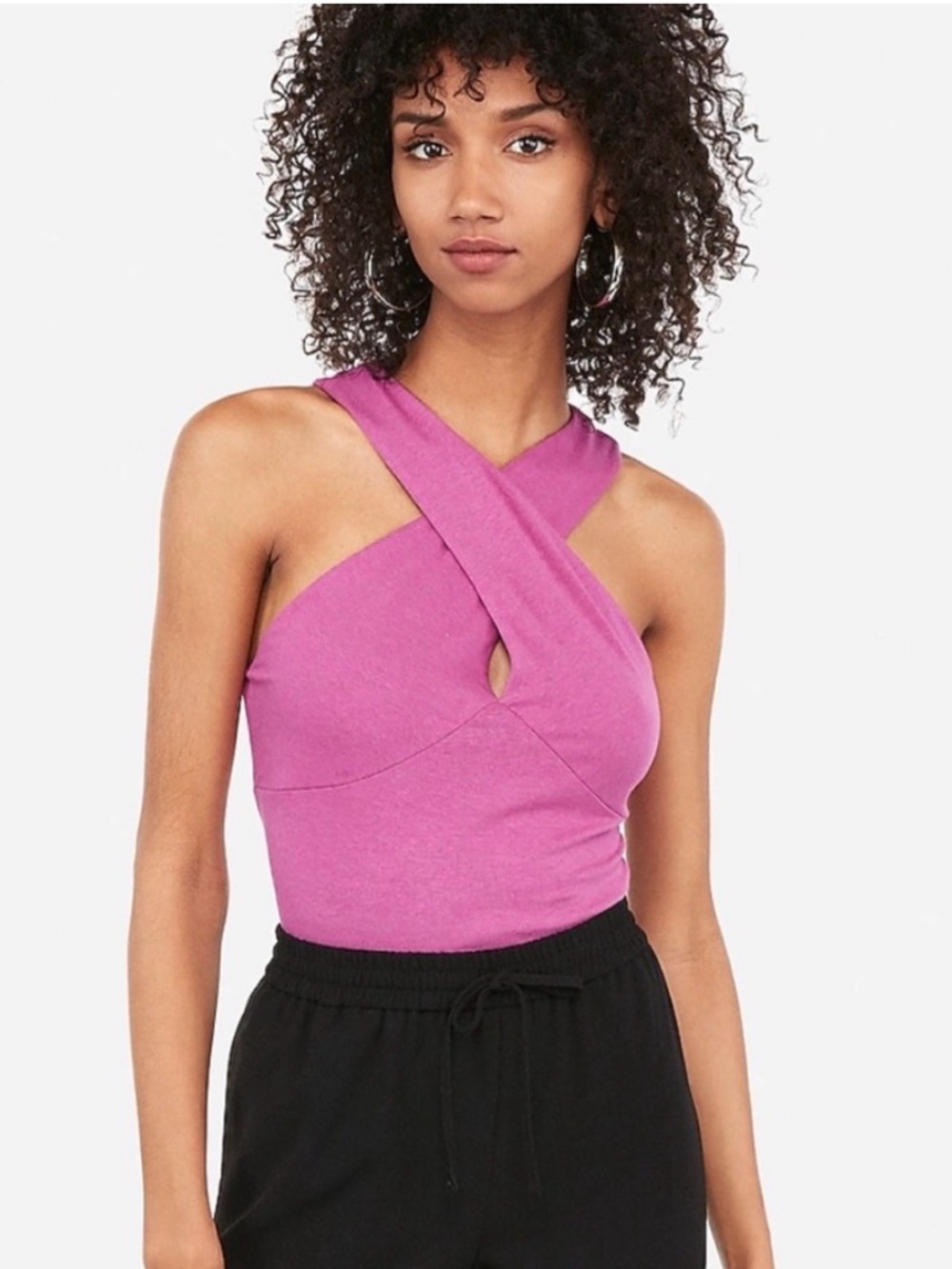 Express Cross-Front Keyhole Camisole — Magenta Pink